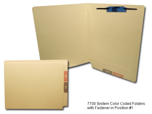 7700 System Color Coded Folders with Fastener in Position #1