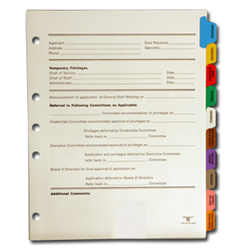 Physician Credentialing Dividers Set (5 holes on left)