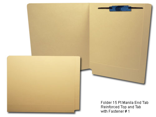 15pt. Manila End Tab Folder Reinforced Top and Tab with Fastener #1
