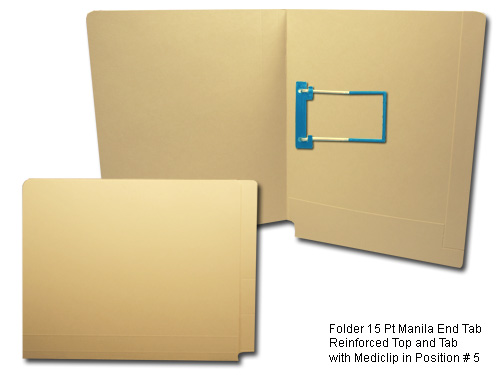Folder 15 Pt Manila End Tab Reinforced Top and Tab with Mediclip Fastener Base in Position # 5